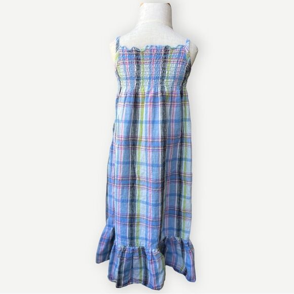 Old Navy Girl’s Plaid Sleeveless Ruffle Hem Linen Blend Tank Sun Dress. 4. 4T. - Picture 3 of 6